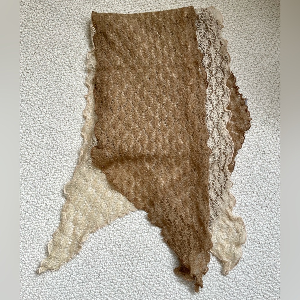 Ann Taylor LOFT Mohair Lace Convertible Shawl – Cream/Tan Vintage Twofer ✨